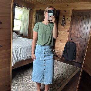 Ladies skirt, Denim skirt, button-down denim skirt, midi, denim skirt, skirts